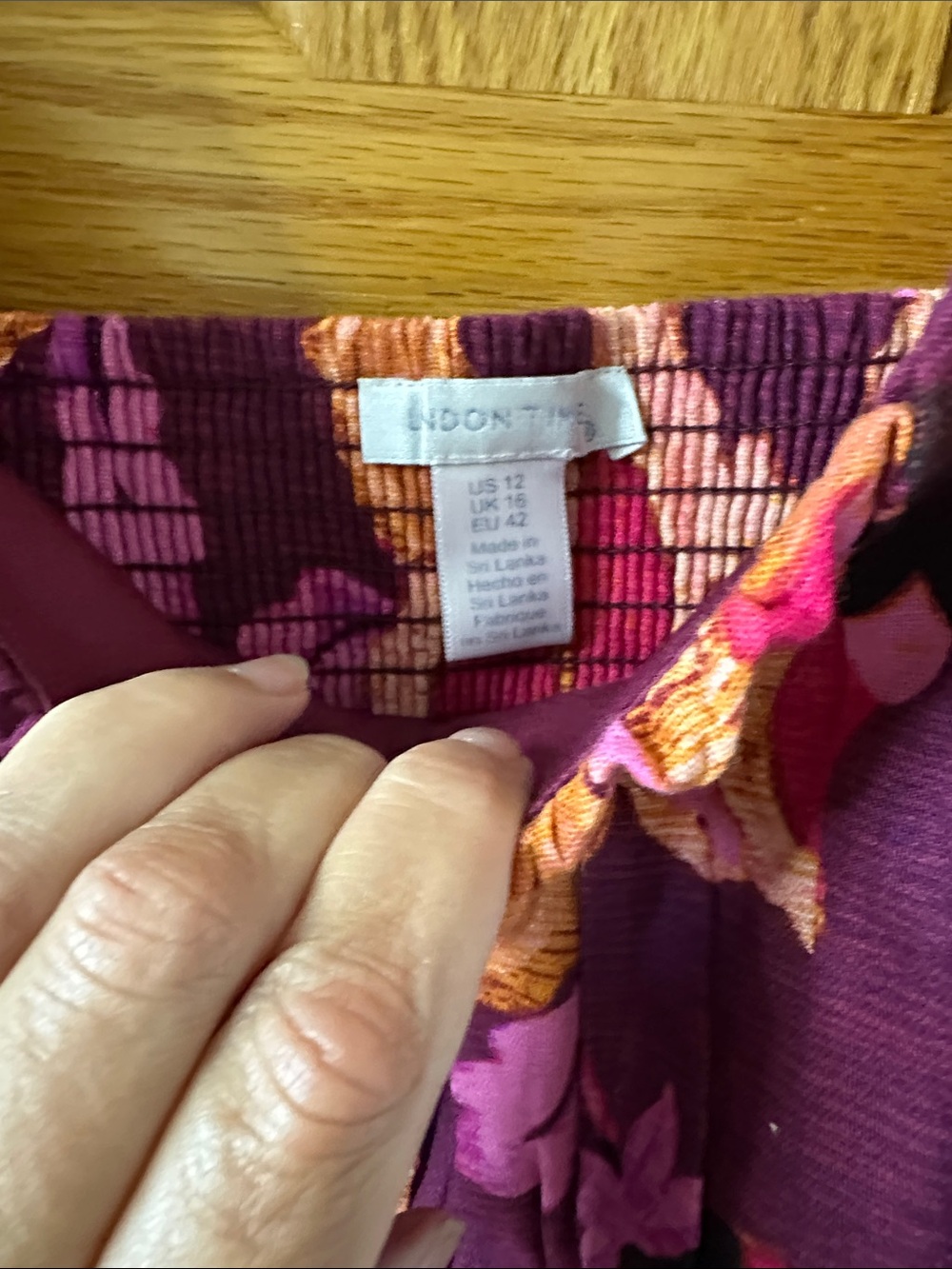 London Times Purple Floral Maxi Dress with Pink & Orange Accents - Picture 3 of 5